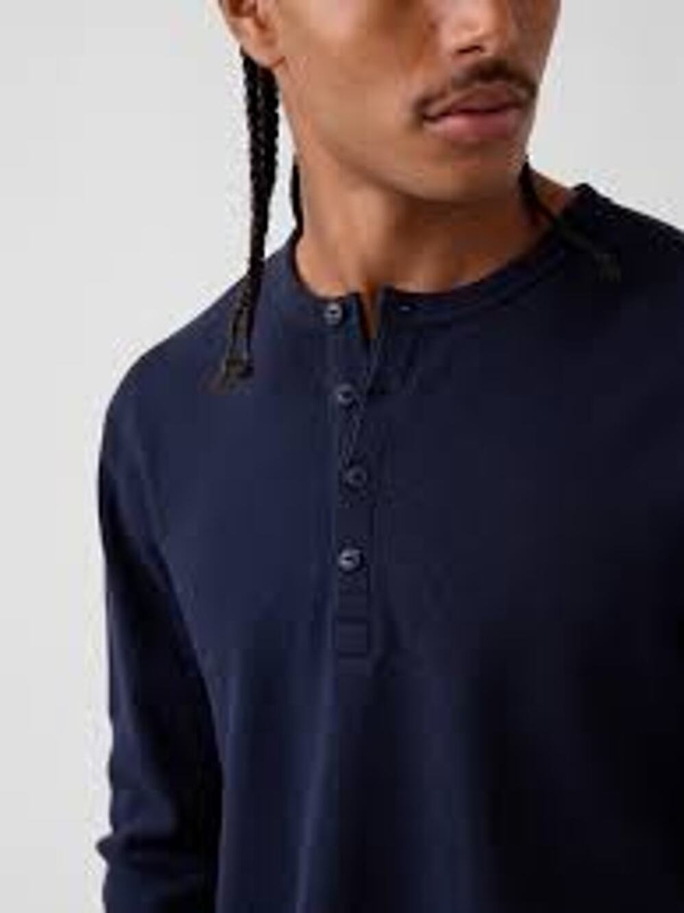 Men's Gap Henley Long Sleeve Shirt, Navy Blue, Brand New with Tag, Size M